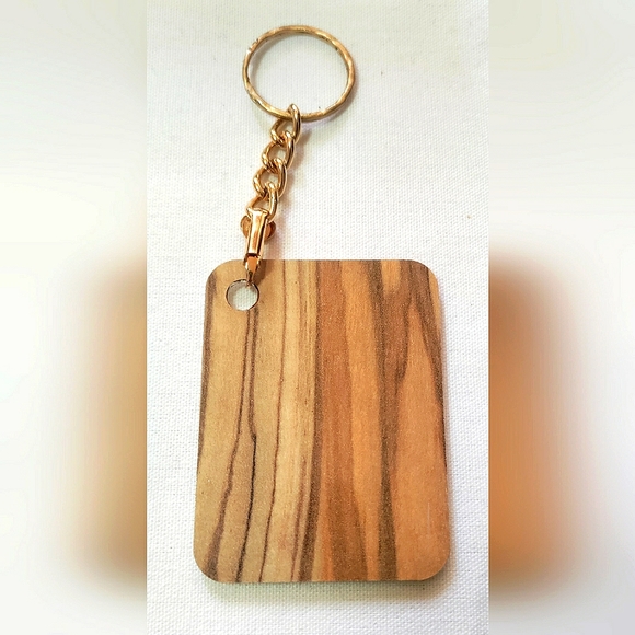 Handcrafted Keychain Bag Tag! Italian Wood Lucida. Gold Steampunk Victorian Key. - Picture 4 of 6